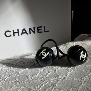 CHANEL hair band ponytail embossed CC